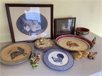 Rooster collection, plates, platter, art class