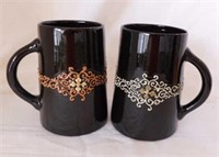 2 Turada Weller pottery mugs, 6" tall -