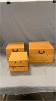 Three Wooden Storage Boxes