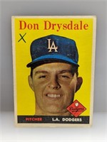1958 Topps #25 Don Drysdale Dodgers HOF mk