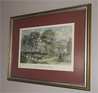 Currier & Ives, A New England Home 17 1/2X21 1/2
