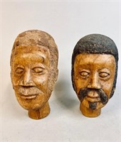 PAIR OF WOODEN MALE BUSTS