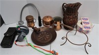 Misc Lot-5 Copper Pans, Radio Mic., Dog Leash&More