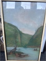 Antique framed chalk picture