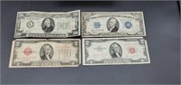 (4) Notes: $20 1934A Light Green Seal-$10 1934- C