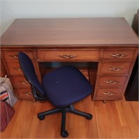 Wooden Desk(43"x2"x31'H) & Rolling Chair