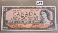 1954 Canadian Fifty Dollar Bill (A/H3617060)