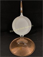 Enamel ware skillet with copper lid