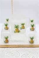 1940s FEDERAL GLASS JUICE SET: FROSTED PINEAPPLE