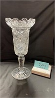 Pinwheel Hobstar Footed cut crystal vase 10"