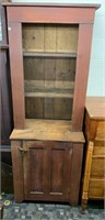 Antique Primitive Red Painted Step Back Cupboard