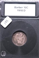 1910 D BARBER DIME F