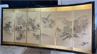 6 PANEL JAPANESE SCREEN WITH LANDSCAPE PICS C1910