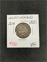 1881 Newfoundland/ Canada Twenty Cents VG