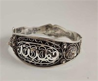 North African Arabic Sterling Silver Bracelet