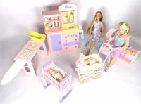 VTG Mattel Barbie Nursery Set & Dolls