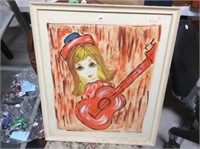 Framed Art - Paris - Person With Red Guitar