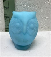 Fenton Blue Satin Owl Figurine  3 Inches