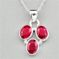 Natural 6.24ct Ruby 3 Stone Necklace