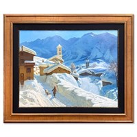 Alexander Akopov, "Winter in the Alps" Framed Orig