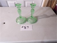 2) Tiara green candleholders