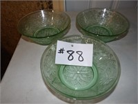 3) Tiara green serving bowls