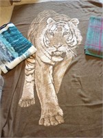 3 blankets- Tiger blanket 57" x 77", Duck b