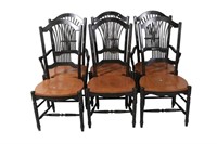 SET OF SIX WHEAT BACK DINING CHAIRS