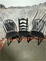 3 Black Wooden Chairs