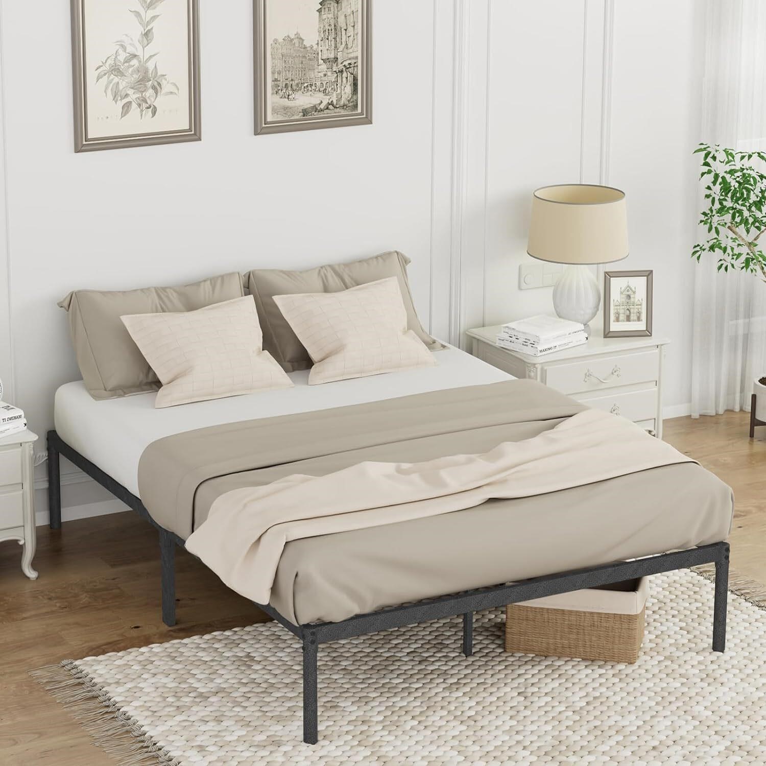 Queen Metal Bed  12 Reinforced  Easy Assembly