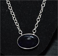 Sterling & Iolite Stone Necklace