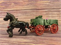 Cast Alum. Horse and Wagon