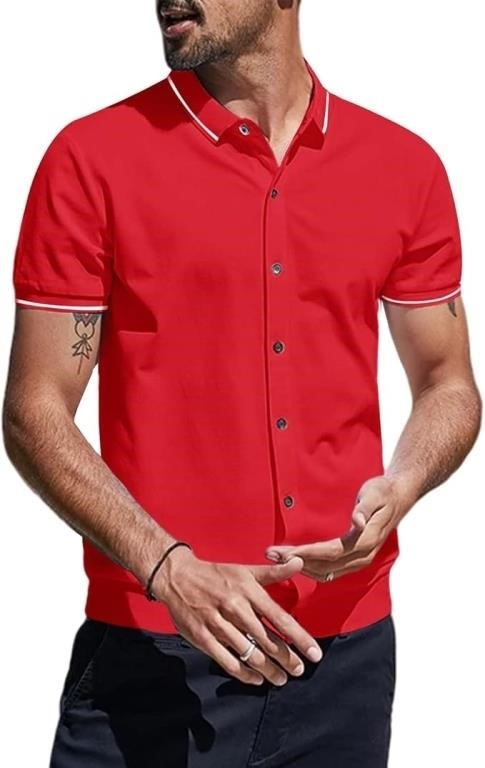 SEALED -Lanliun Men's Button Down Short Sleeve Shi