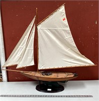 Big Wooden Sailboat Model On Stand