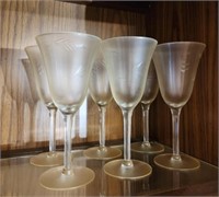 Lot of 6 etched glasses