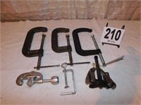 3 Large C Clamps, Puller And Tubing Cutter