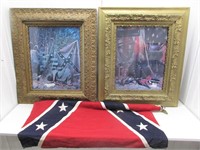 (2) Modern framed Confederate and Union Civil War