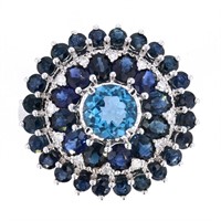 London Blue Topaz & Blue Sapphire 14k Gold Ring