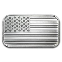 1 oz USA Flag Design Silver Bar .999 Pure