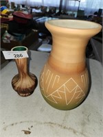 2 Vintage Pottery Vases, Tallest is 12"