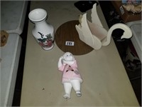 swan, vase, & girl figurine