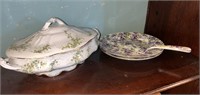 Vtg Porcelain Casserole & Cake Plates w/ Server