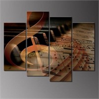 4 Panels Musical Notes Canvas by uLinked Art