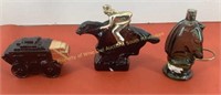 (3) Avon decanters  Horse, Horse man, stage coach