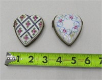 2 Heart Shape Porcelain Trinket Boxes