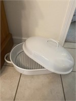 White Enamel Turkey Roaster