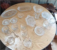 Vintage Lot of Clear Pressed Glass
