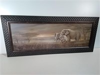 Framed Ruane Manning Elephant Print 41.5x18"