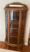 Curved glass oak curio cabinet