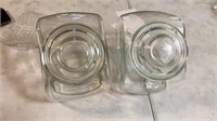 Two glass candy jars  with lid